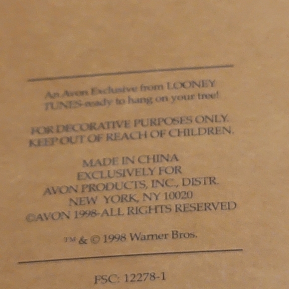 TASMANIAN DEVIL ornament Vintage WARNER BROS LOONEY TUNES 1998 ornament 12178-1 - Picture 9 of 10
